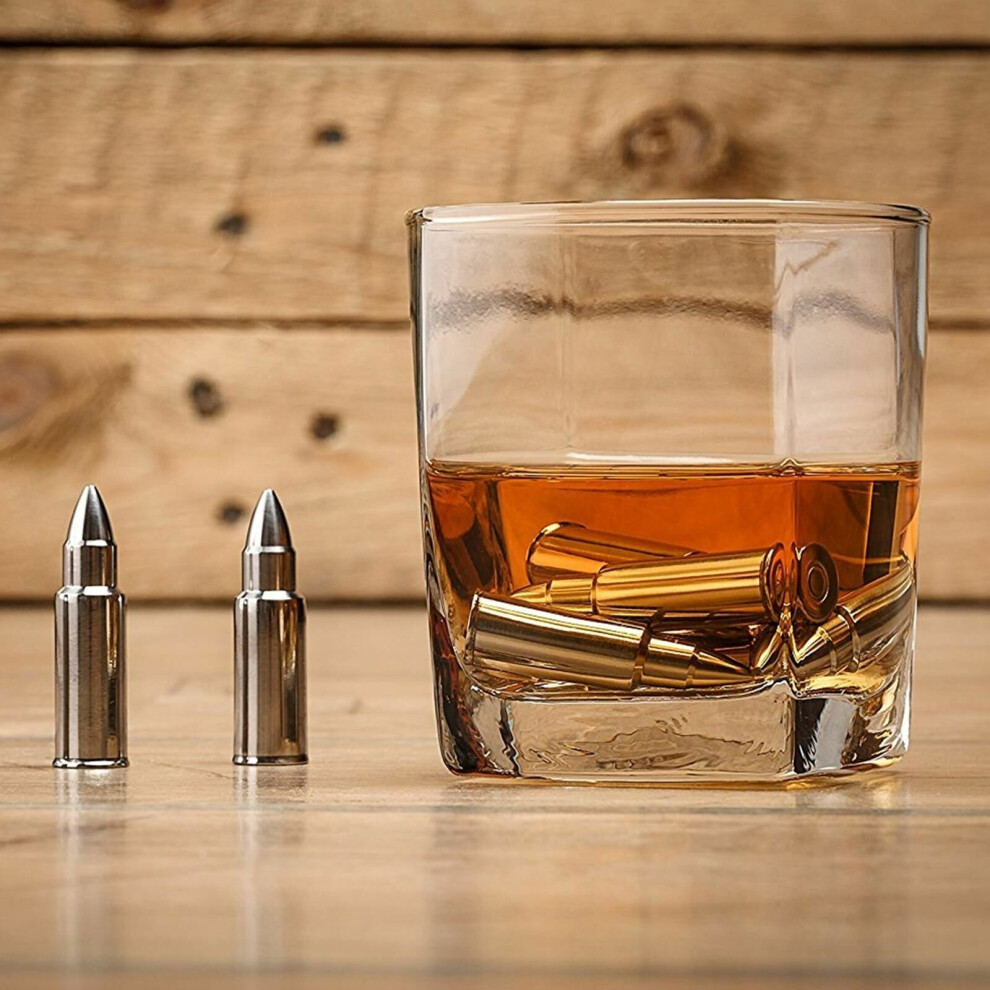 Stainless Steel 6PC Stone Bullet Whiskey Chilling Scotch Rocks Wine