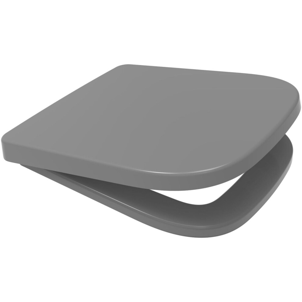 (Grey) V20 Square Shape Soft Close Toilet Seat Quick Release Top or Bottom Fix 356 x 434