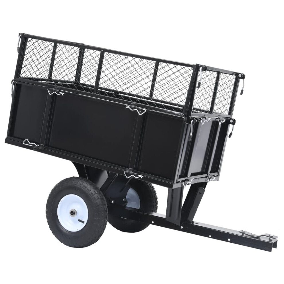 Vidaxl Tipping Trailer For Lawn Mower 150 Kg Load Garden Dump Wheelbarrow
