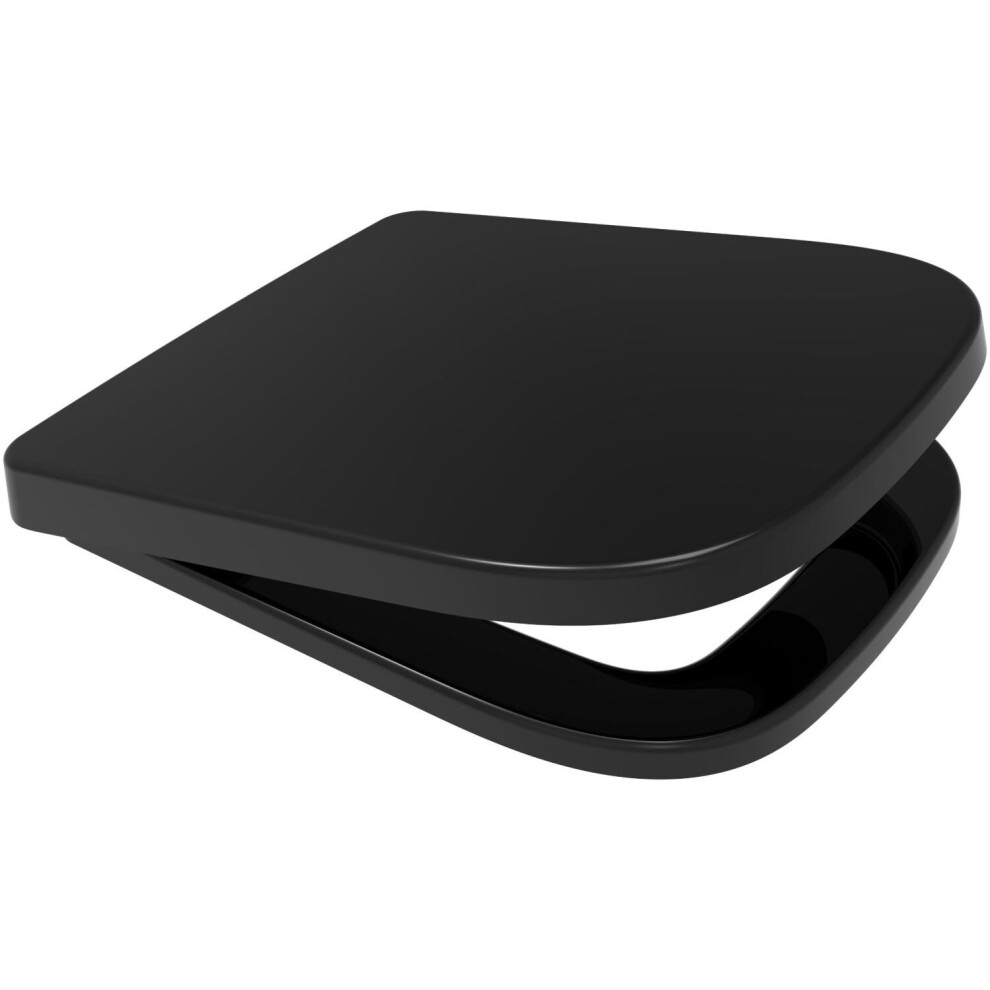 Euroshowers (Black) V20 Square Shape Soft Close Toilet Seat Quick Release Top Or Bottom Fix 356 X 434 Black