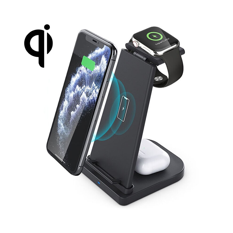 (Black) 3 In 1 Qc 3.0 Wireless Charger For Iphone, Apple Watch, Airpods & Android Phones Black 7437020999923