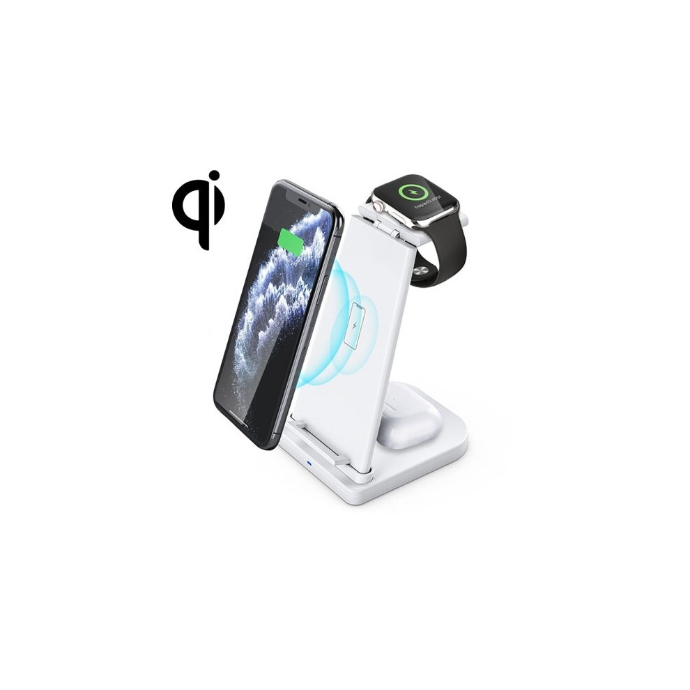(White) 3 In 1 Qc 3.0 Wireless Charger For Iphone, Apple Watch, Airpods & Android Phones White 7437020999930