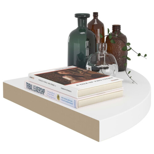 VidaXL vidaXL 2x Floating Corner Shelves White MDF Bookcase Shelving Display Unit 2
