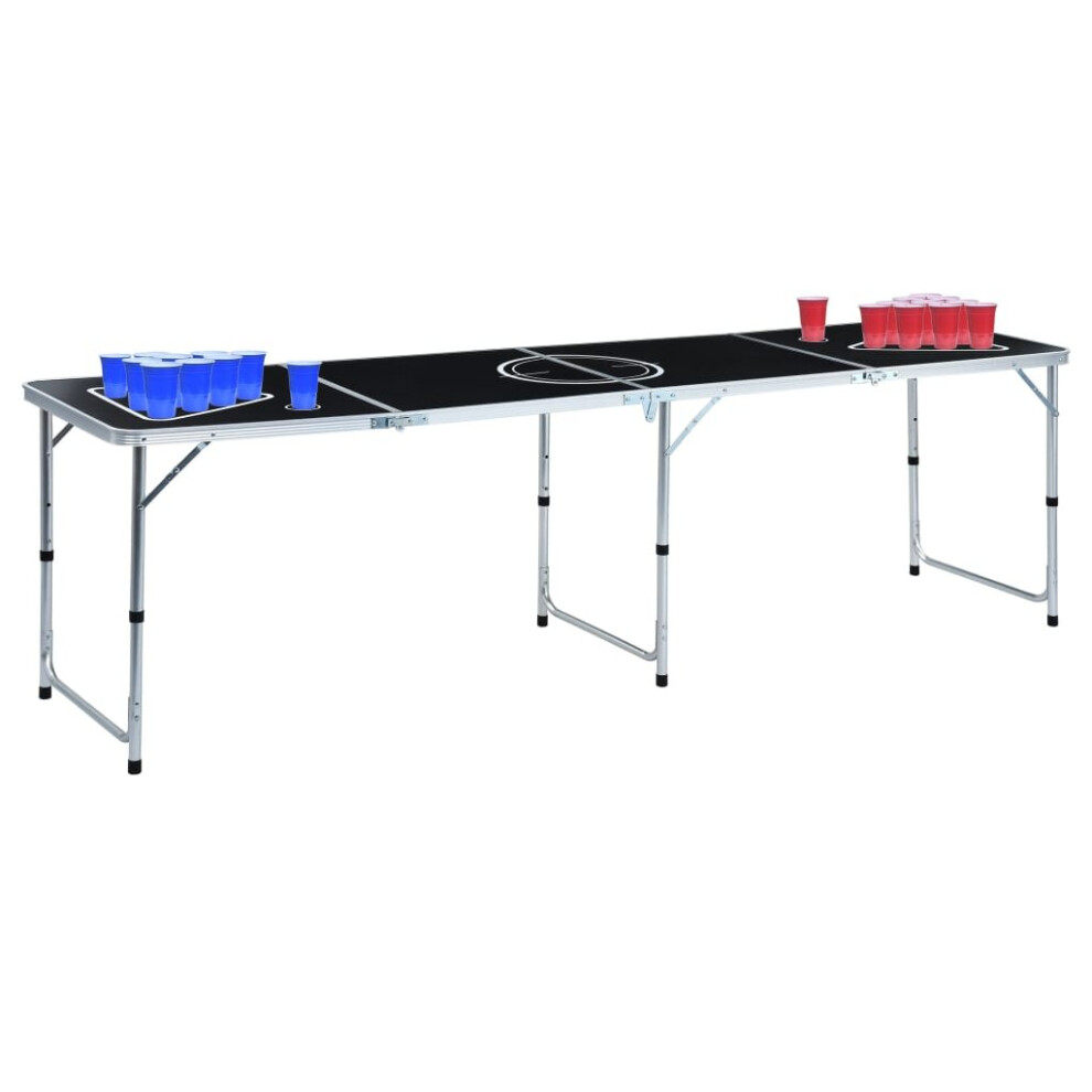 Vidaxl Folding Beer Pong Table With Cups And Balls 240 Cm Party Drinking Game
