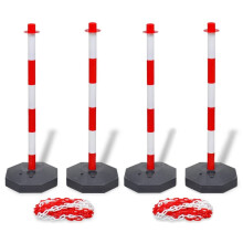 vidaXL Set of 4 Chain Posts and 2 Plastic Chians of 10 m Each Security Barrier