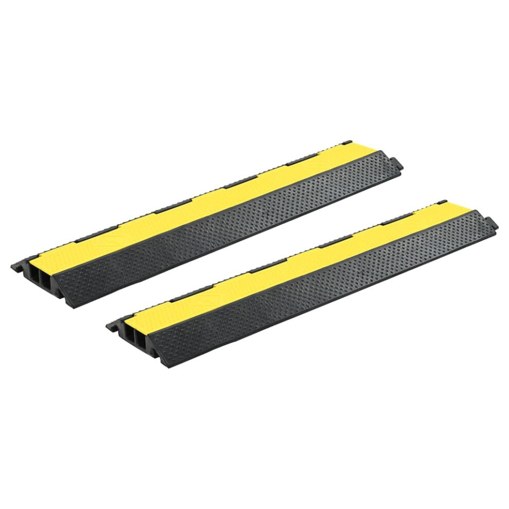 vidaXL 2x Cable Protector Ramps 2 Channels Rubber 101.5cm Wire Road Cover