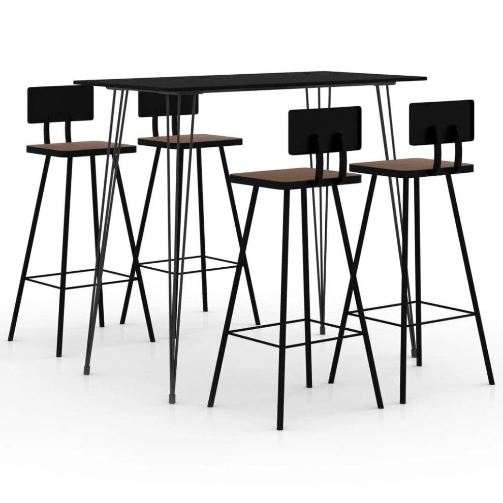Vidaxl Bar Set 5 Piece Black Dining Table And Chairs Kitchen Furniture Home