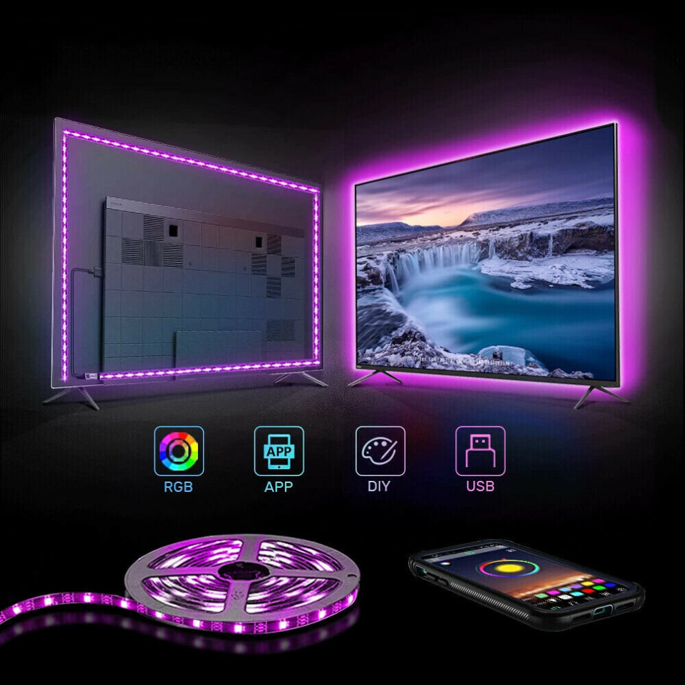Photos - Floodlight / Street Light  2Pcs Bluetooth RGB LED Strip Light USB 5050SMD APP Control For TV Backlight PC Mirror 9337043210402(3 m, IP65 Waterproof)