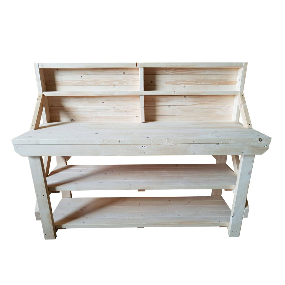 (4Ft, Standard Legs) Acorn Wooden Workbench With Double Shelf And Back Panel 7426998914410
