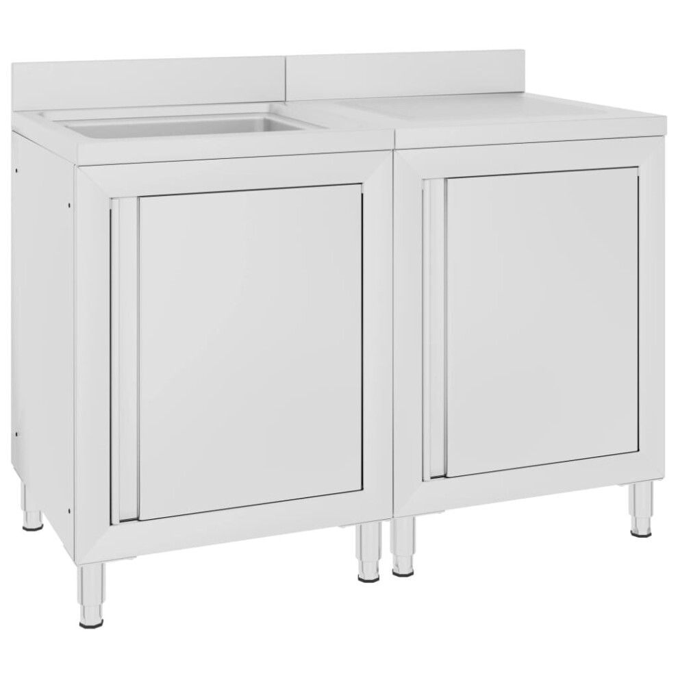 Vidaxl Commercial Kitchen Sink Cabinet Stainless Steel Restaurant Cupboard