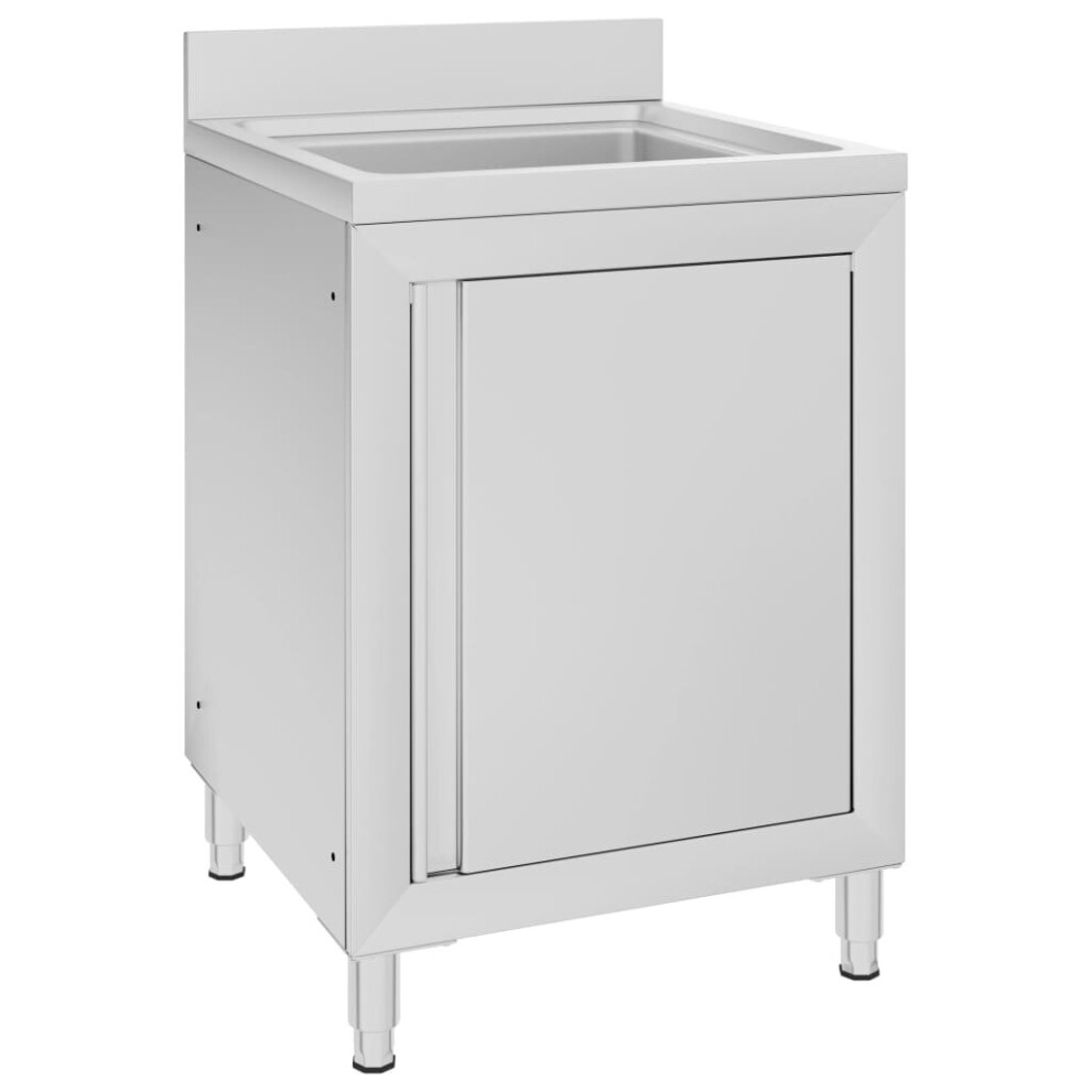 vidaXL Commercial Kitchen Sink Cabinet Stainless Steel Floor Standing Table