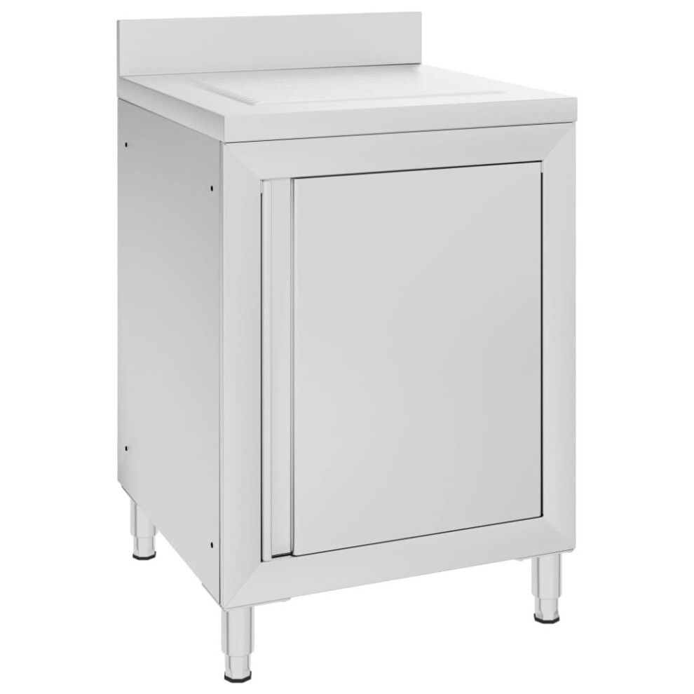 Vidaxl Commercial Kitchen Cabinet With Drainboard Stainless Steel Work Table