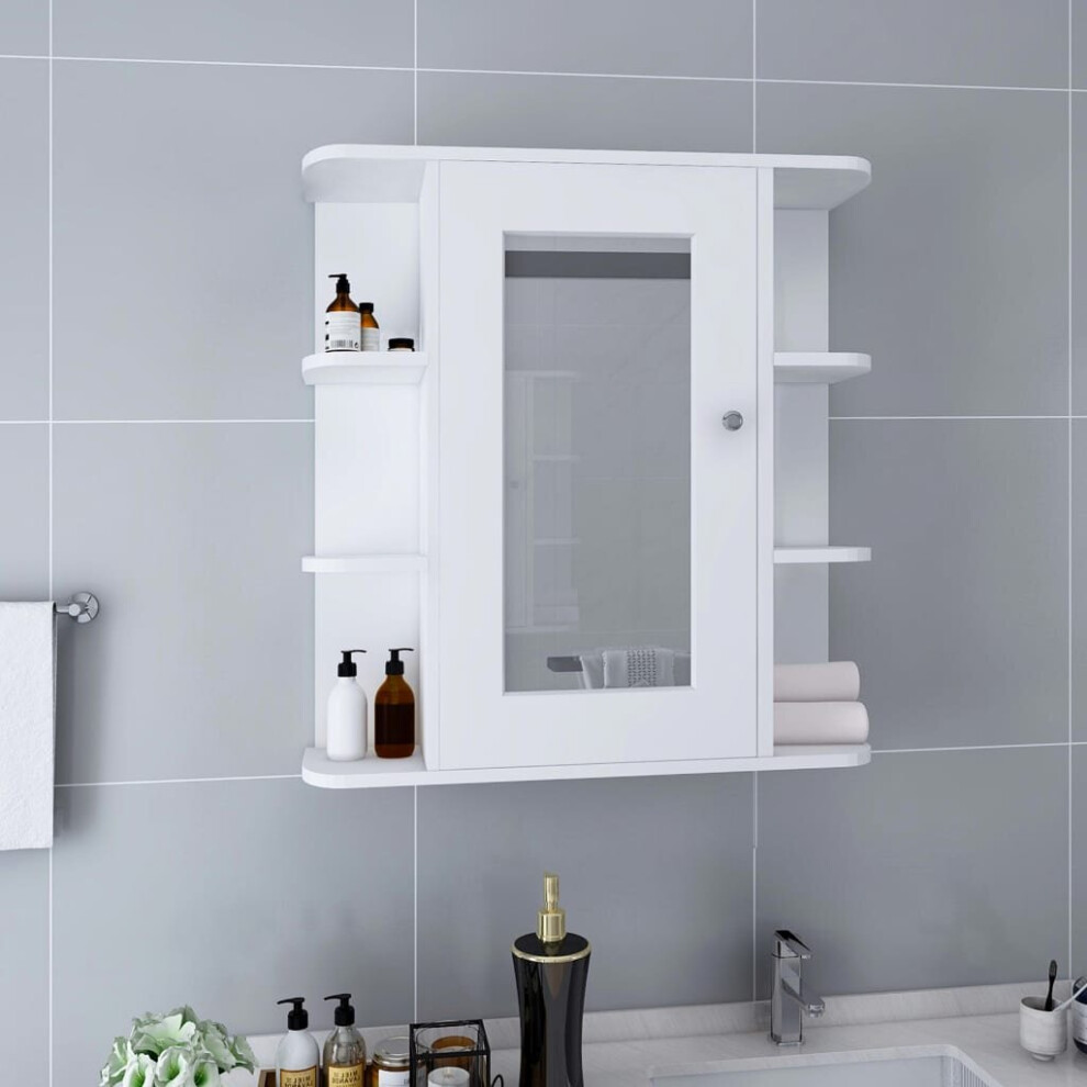 vidaXL Bathroom Mirror Cabinet White MDF Washroom Vanity Unit Home Furniture