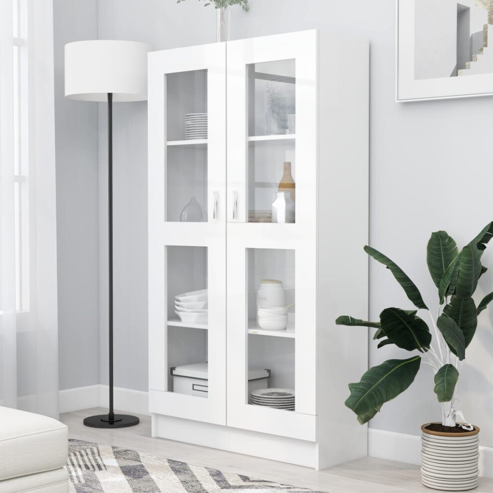 Vidaxl Vitrine Cabinet Engineered Wood Bookcase Storage Unit Furniture White