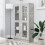VidaXL vidaXL Vitrine Cabinet Concrete Grey Engineered Wood Bookcase Storage Unit 1