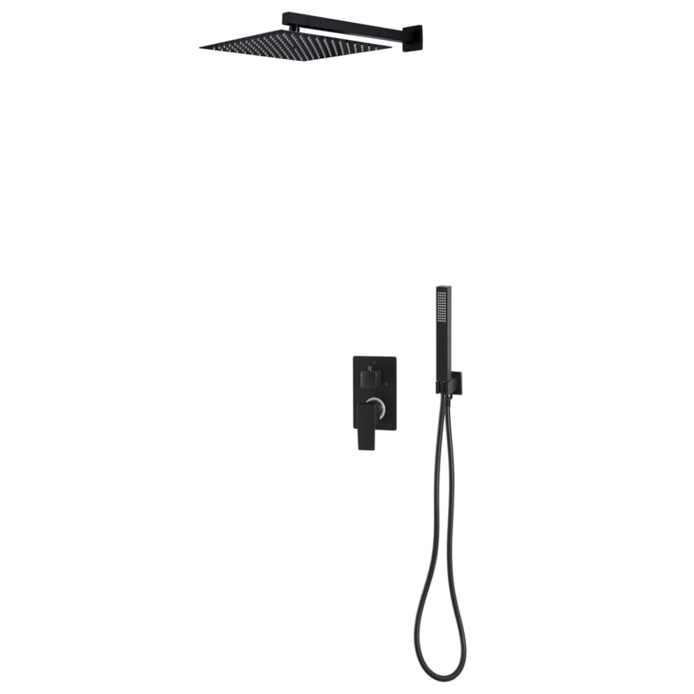 vidaXL Shower System Stainless Steel 201 Black Bathroom Bathtub Shower Set