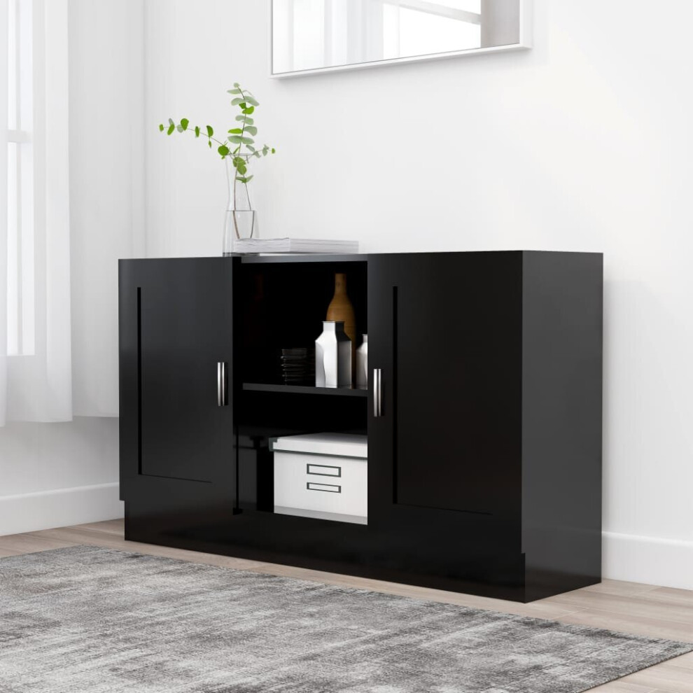 vidaXL Sideboard Black Chipboard Storage Cupboard Side Buffet Cabinet Home