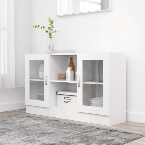 VidaXL vidaXL Vitrine Cabinet White Engineered Wood Sideboard Storage Side Cupboard