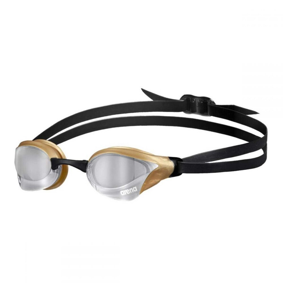 (Silver/Gold) Arena Cobra Core Swipe Mirror Swimming Goggles