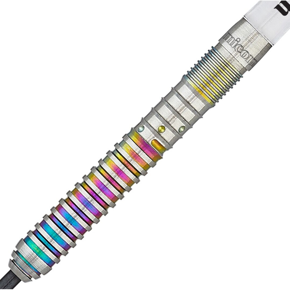 Steel Tip Darts Set - Ian 'Diamond' White Code Players DNA - 90% Natural Tungsten Barrels with Multicolour Titanium Accents - 23 g