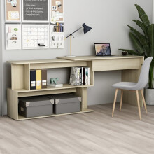vidaXL Corner Desk Sonoma Oak Engineered Wood Bedroom Office Writing Table