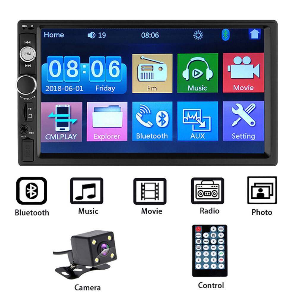 7" 2Din Bluetooth Car Stereo Radio Mp5 Touch Screen Mirror Link 7032551612138