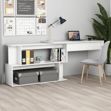vidaXL Corner Desk White Engineered Wood Bedroom Living Room Writing Table
