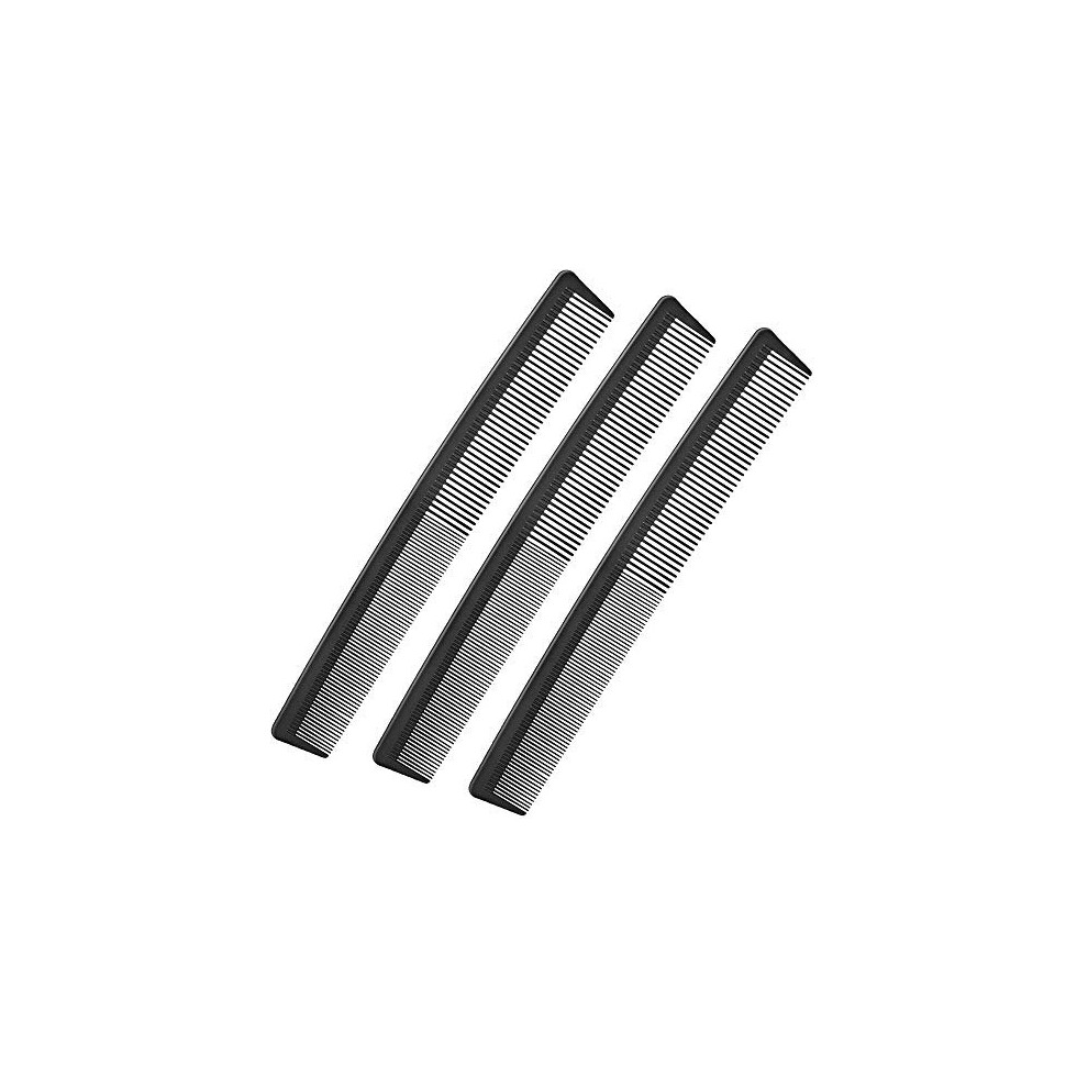 Leinuosen 3 Pack Black Carbon Barber Fiber Cutting Comb,Fine Tooth Hair Comb,Hairdressing Styling Combs,Heat Resistant Combs,Styling Combs For Salon (Style G)