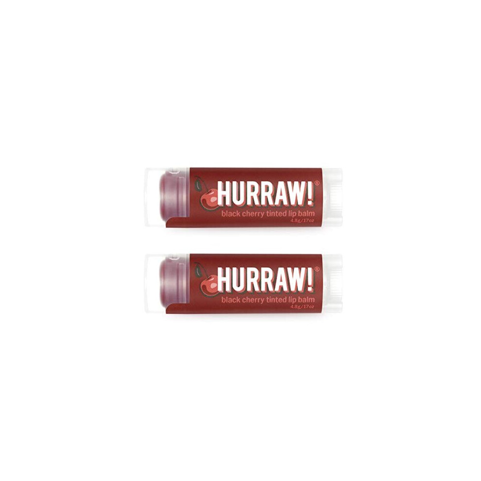 Hurraw! Black Cherry Tinted Lip Balm, 2 Pack: Organic, Certified Vegan, Cruelty and Gluten Free. Non-GMO, 100% Natural Ingredients. Bee, Shea, Soy and-image-OPC-P6JZN9D-NEW