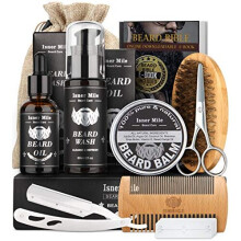 Isner Mile Beard Kit for Men, Grooming & Trimming Tool Complete Set with Shampoo Wash, Beard Care Growth Oil, Balm, Brush, Comb, Scissors & Storage Ba