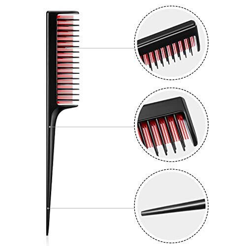 3 Piece Triple Teasing Comb, Rat Tail Combs for Women, Tool Structure Tease Layers Rattail Comb, Rat Tail Comb for Back Combing Root Teasing, Adding V 2