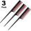 3 Piece Triple Teasing Comb, Rat Tail Combs for Women, Tool Structure Tease Layers Rattail Comb, Rat Tail Comb for Back Combing Root Teasing, Adding V 1