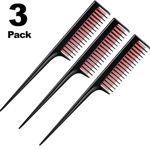 3 Piece Triple Teasing Comb, Rat Tail Combs for Women, Tool Structure Tease Layers Rattail Comb, Rat Tail Comb for Back Combing Root Teasing, Adding V