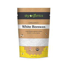 Organic White Beeswax Pellets (1lb) by Sky Organics 100% Pure USDA Organic Bees Wax Pesticide-free Triple Filtered, Easy Melt Beeswax Pastilles for DI