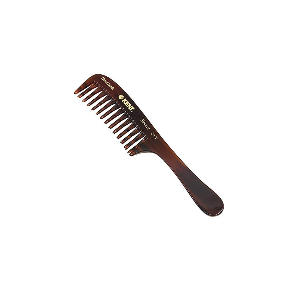 Kent 21T 8 Inch Large Hair Detangling Comb, Wide Teeth For Thick Curly Wavy Hair. Long Hair Detangler Comb For Wet And Dry. Handmade Of Quality Cellul