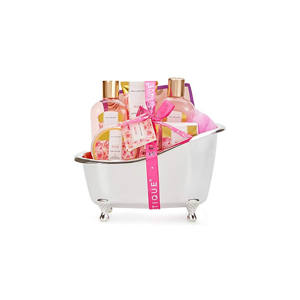 Spa Luxetique Bath Sets For Women, Spa Gift Baskets For Women, Rose Bath Gifts Set, 8 Pcs Relaxing Spa Kit Includes Bath Bombs, Bath Salts, Bubble Bat