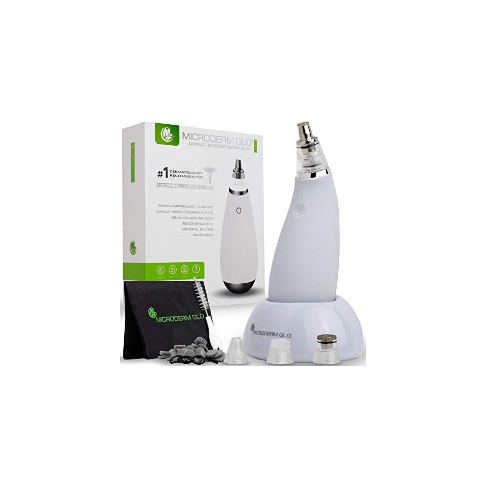 Microderm GLO MINI Diamond Microdermabrasion and Suction Tool - Best Pore Vacuum for Skin Toning - #1 Advanced Facial Treatment Machine - Promotes Col