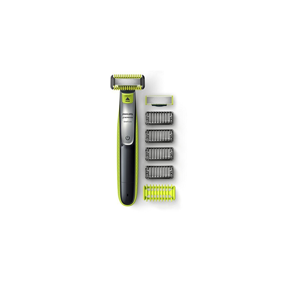Philips Norelco OneBlade Face + Body, Hybrid Electric Trimmer and Shaver, QP2630/70, Black/Green/Silver