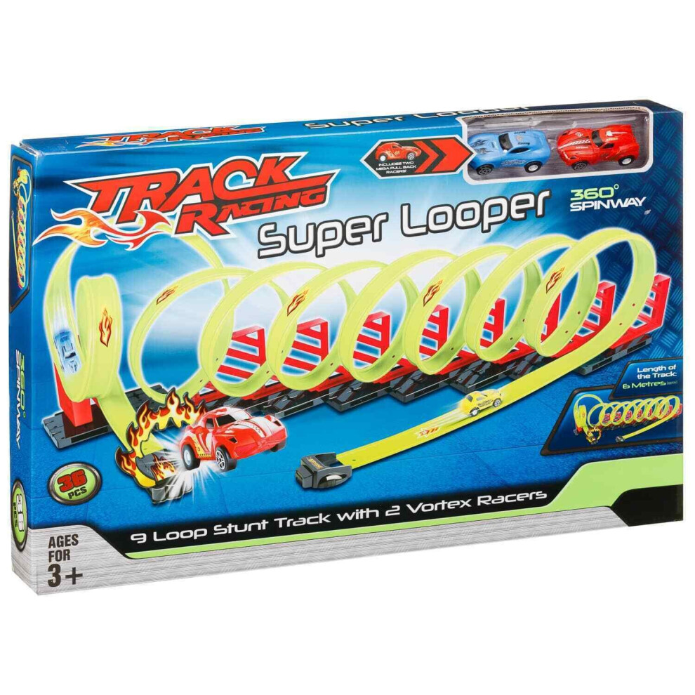 Track Racing Super Looper Kids Stunt Builder Toy Speed Racing Set 36pc