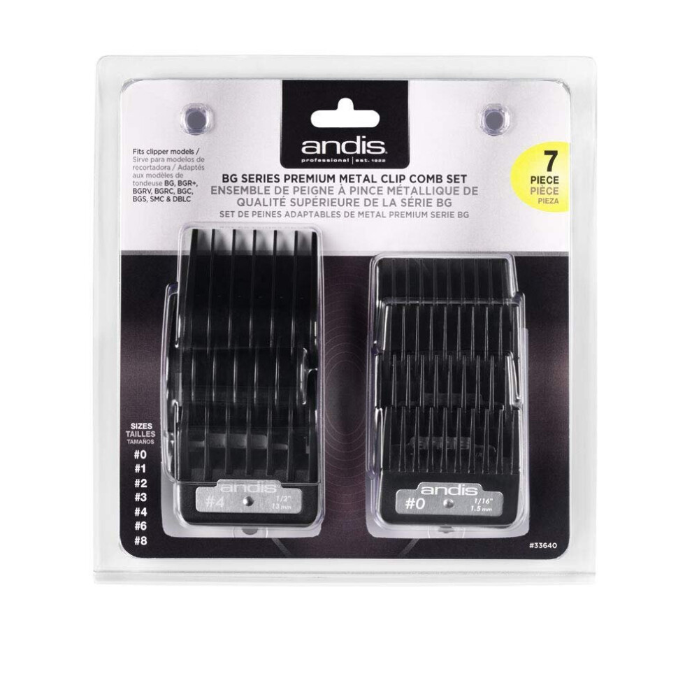 Andis BG Series Premium 7 Piece Metal Clipper Comb Set