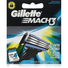 Gíllette Mach 3 Razor Refill Cartridges, 16 Count (4 Pack, 4 Blades to a Pack)