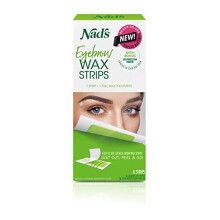 Nad's Eyebrow Wax Strips - Facial Hair Removal for Women - Eyebrow Wax Kit with 6 Eyebrow Waxing Strips + 6 Calming Oil Wipes + 2g Skin Protection Pow