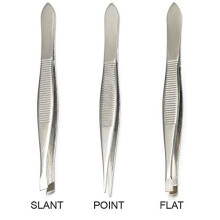 Luxxii (3-pack) pincettset - Rostfritt stål, snedspets, platt, spets för hår och ögonbryn