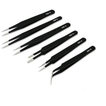 Tovip 6 Pcs Esd Tweezers Set Anti-Static Tweezers Stainless Steel Tweezers For Eyelash Extension, Electronics, Jewelry-Making - Straight And Curved Ti