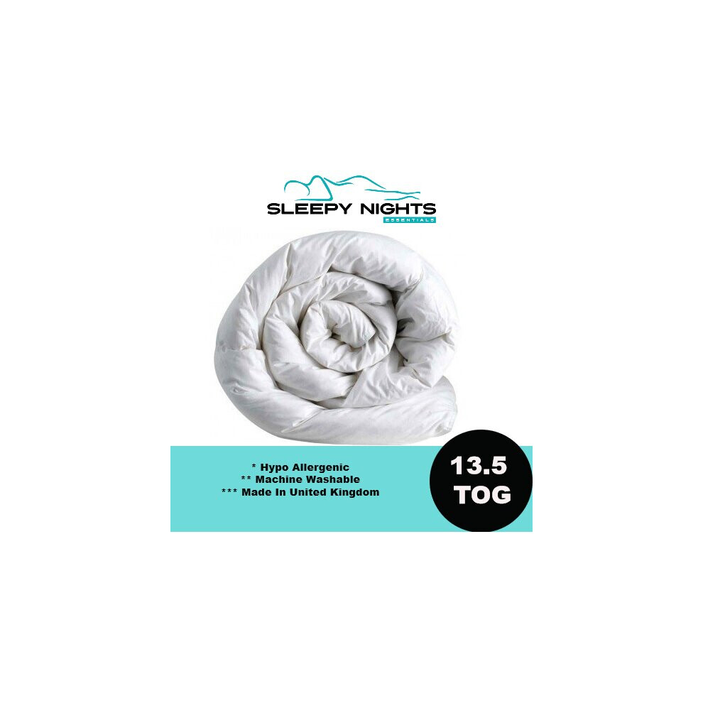 Sleepynights (Super-King) Duvet 13.5 Tog Anti Allergy Hollowfibre Quilt Winter Warm - Single/Double/King/Superking White