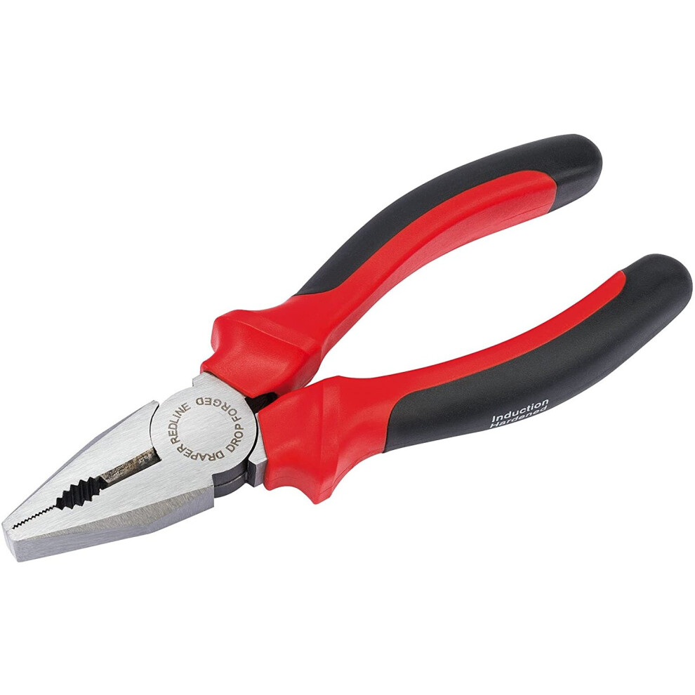 Draper Redline 160 Mm Combination Pliers Carbon Steel Hardened Soft Grip Handles