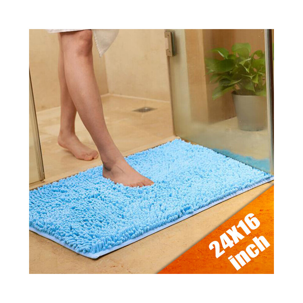 (Blue) Non-slip Bath Rug Mat Soft Shaggy Microfiber Floor Mat Bathroom Absorbent Home-image-OPC-P6HY5KH-NEW