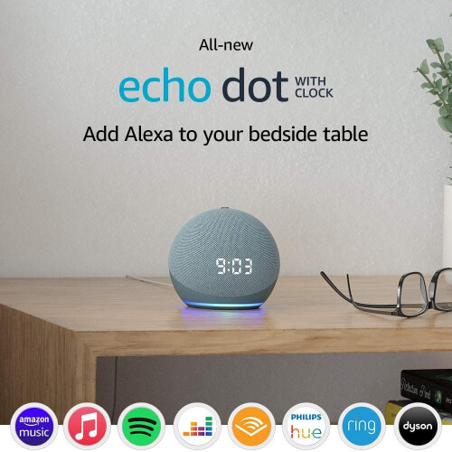 Refurbished Amazon Amazon Echo Dot 4th gen Smart speaker with Clock & Alexa - Twilight Blue
