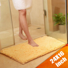(Yellow) Non-slip Bath Rug Mat Soft Shaggy Microfiber Floor Mat Bathroom Absorbent Home
