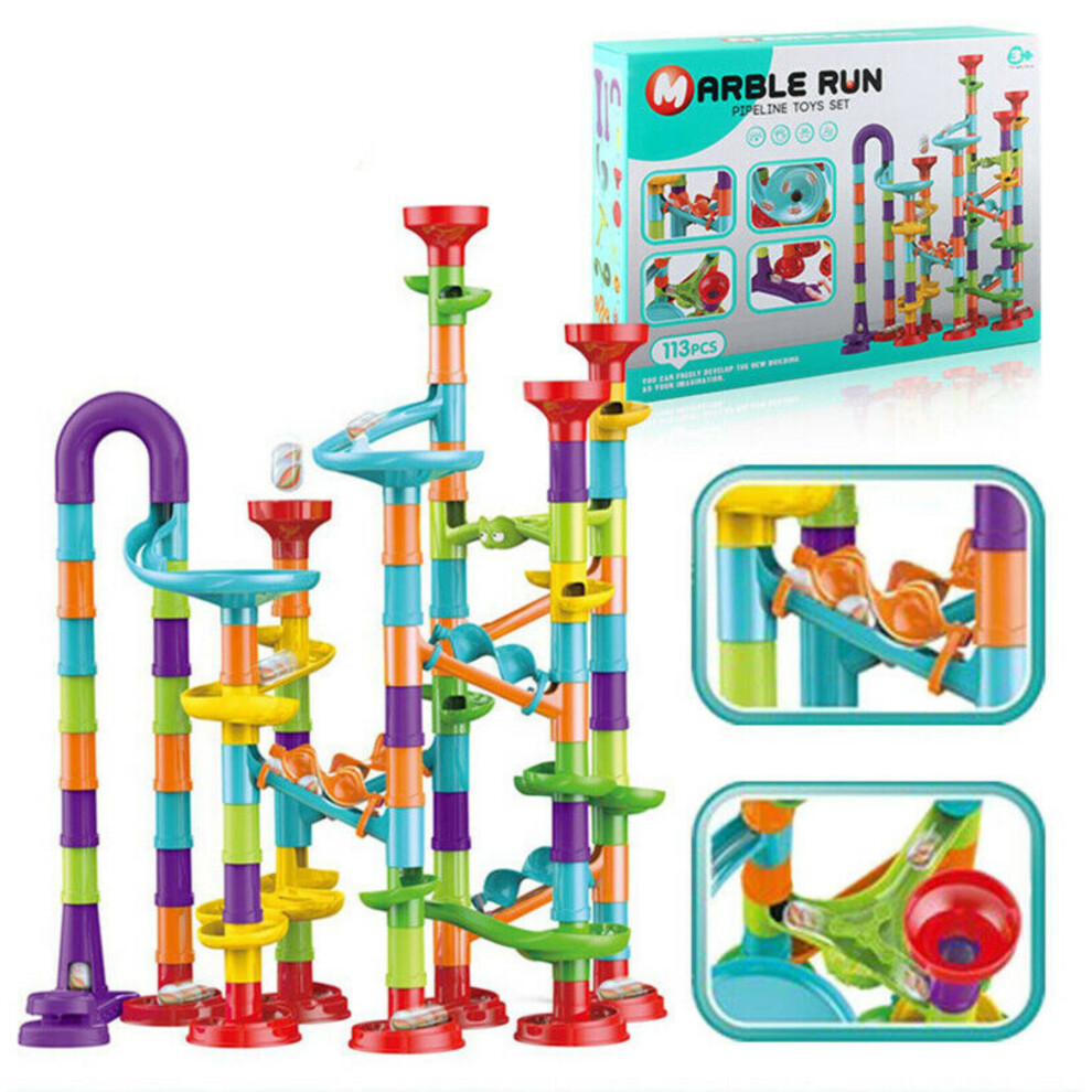 (113PCS) The Magic Toy Shop Marble Run Race Toy Set,Construction Building Block Maze Toy Gift 113/93/50pcs